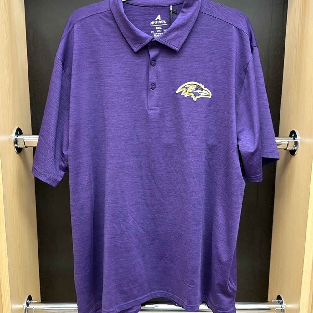 Men's Baltimore Ravens Antigua Heather Purple Polo Size 2xl